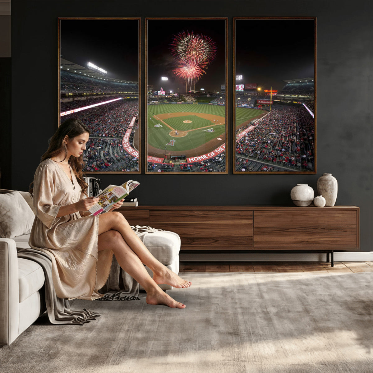 63592-MGV-CV-36X24 - Angel Stadium in Los Angeles Stadium Wall Art Canvas Print
