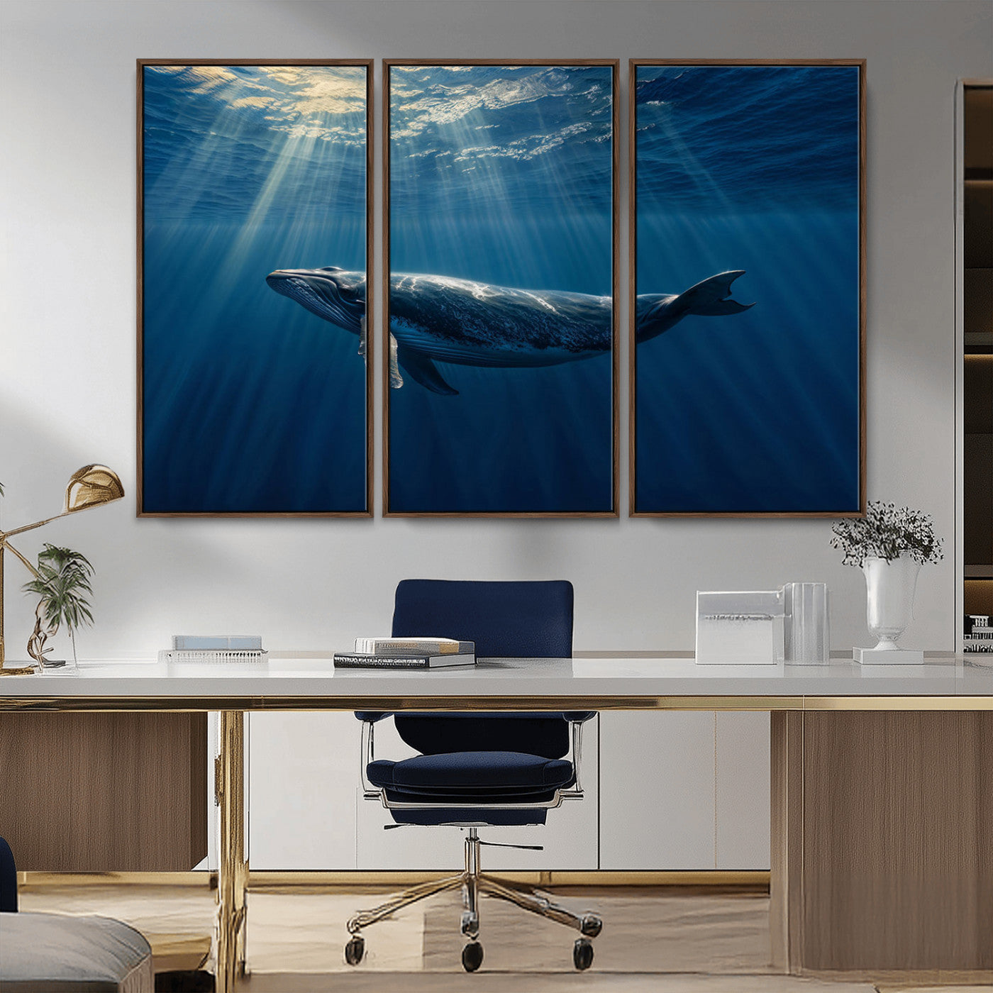 -Whale under Ocean Wall Art Canvas Print