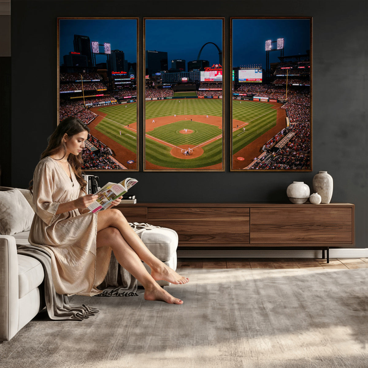 38612-MGV-CV-36X24 - St. Louis Cardinals Baseball Team Print - Busch Stadium Wall Art