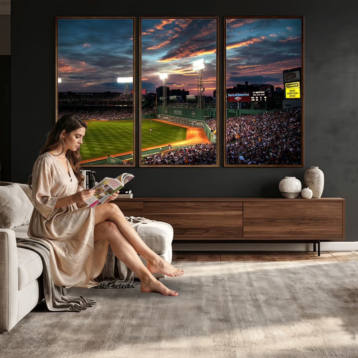 66781-MGV-CV-36X24 - Fenway Park Boston Massachusetts Stadium Wall Art Canvas Print