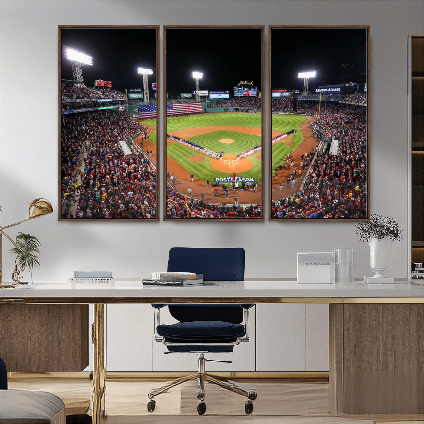 MGV-FC-48X32-3P - Fenway Park Wall Art Canvas Print | Large Baseball Stadium Canvas Print for Boston Red Sox Fans | Framed Ready-to-Hang Boston Sports Decor Artwork