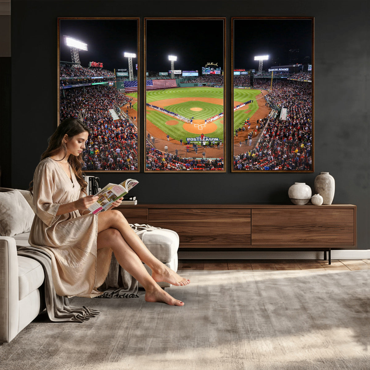 47365-MGV-CV-36X24 - Fenway Park Wall Art Canvas Print | Large Baseball Stadium Canvas for Boston Red Sox Fans