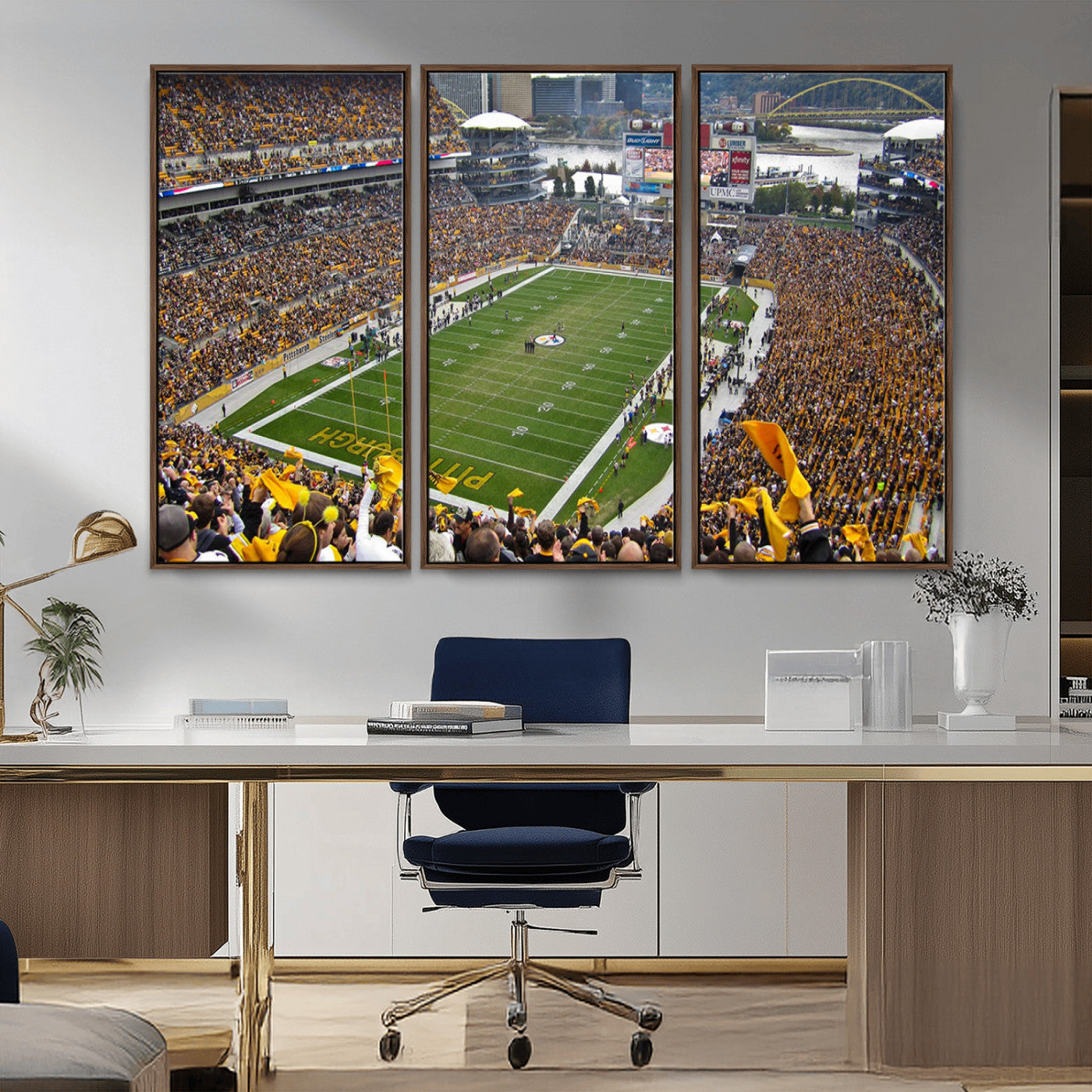 MGV-FC-48X32-3P - Pittsburgh Steelers Football Team Print - Pittsburgh Heinz Field Stadium Wall Art Canvas Print