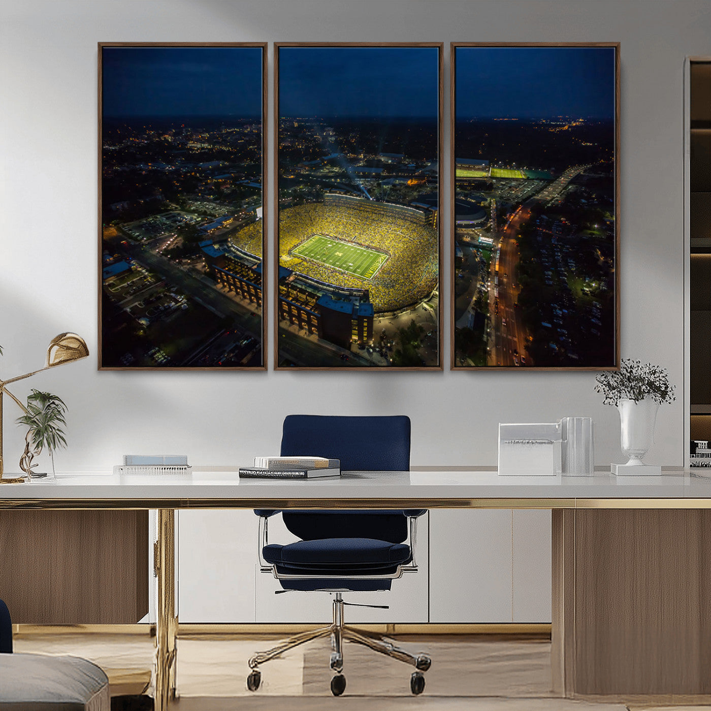 MGV-FC-48X32-3P - Michigan Wolverines Football Team Print - Michigan Stadium Wall Art Canvas Print