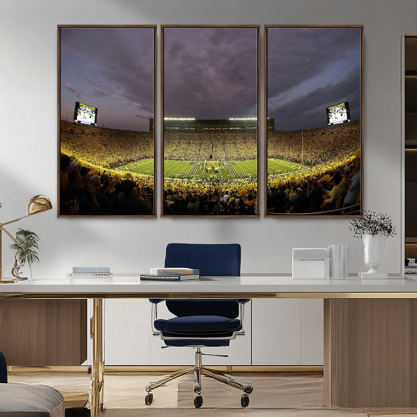 MGV-FC-48X32-3P - Michigan Wolverines Football Team Print - Michigan Stadium Wall Art Canvas Print