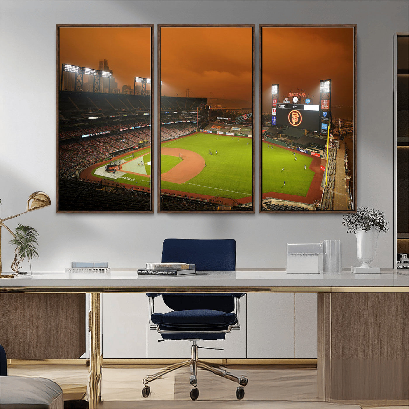 MGV-FC-48X32-3P - San Francisco Giants Baseball Team Print - Oracle Park Stadium Wall Art Canvas Print