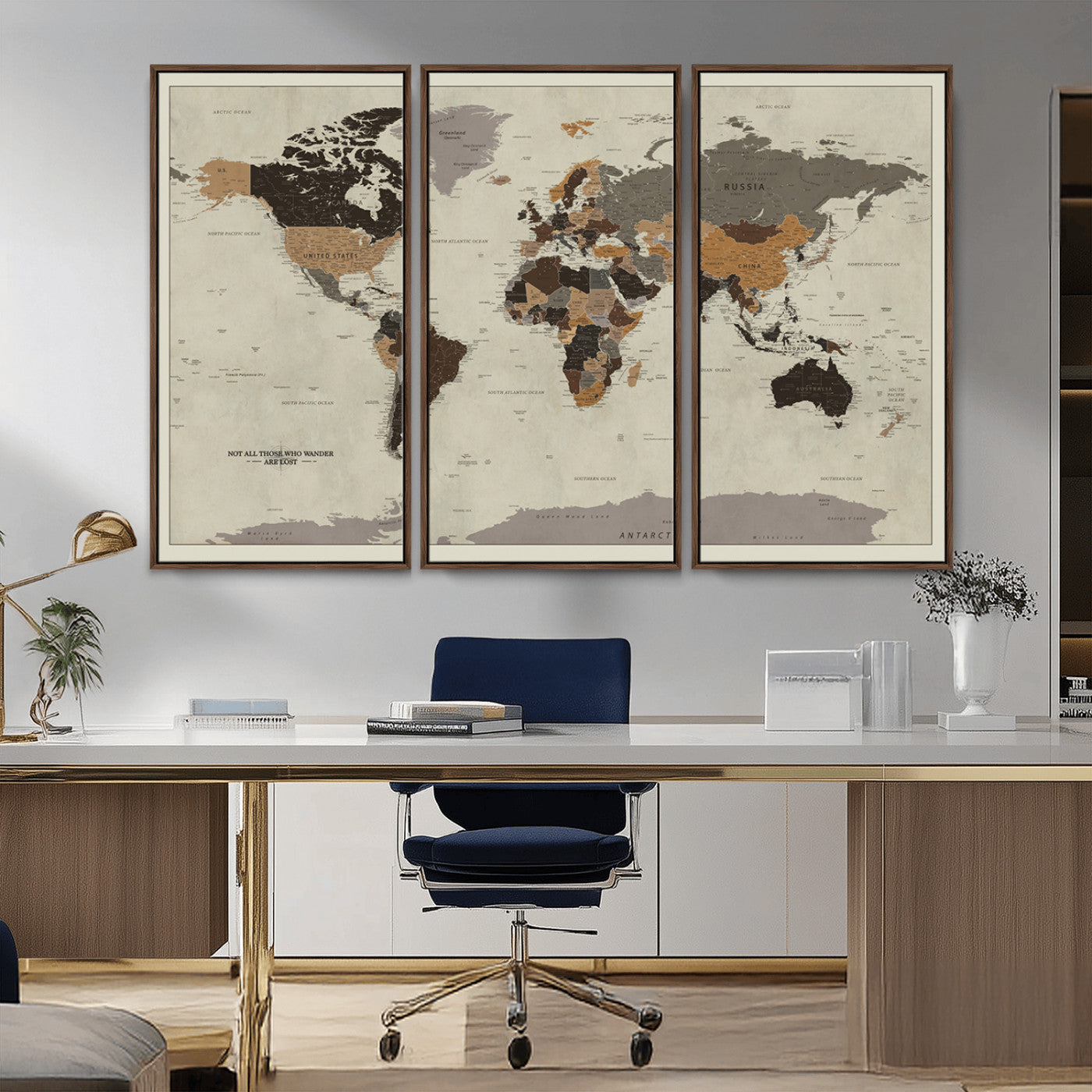 MGV-FC-48X32-3P - Push Pin World Map Canvas Print – Framed Wall Art for Couples to Track Their Travels – Anniversary