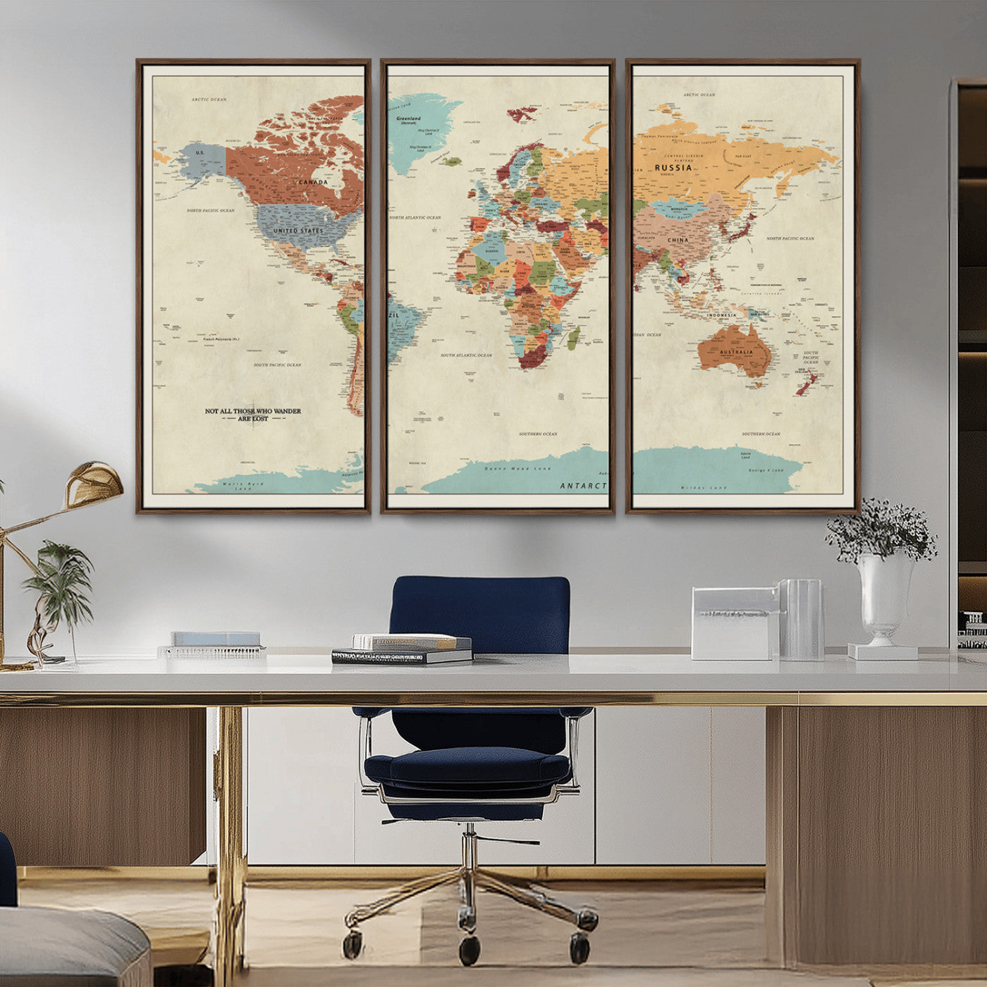 MGV-FC-48X32-3P - Push Pin World Map Canvas Print – Framed Wall Art for Couples to Track Their Travels – Anniversary