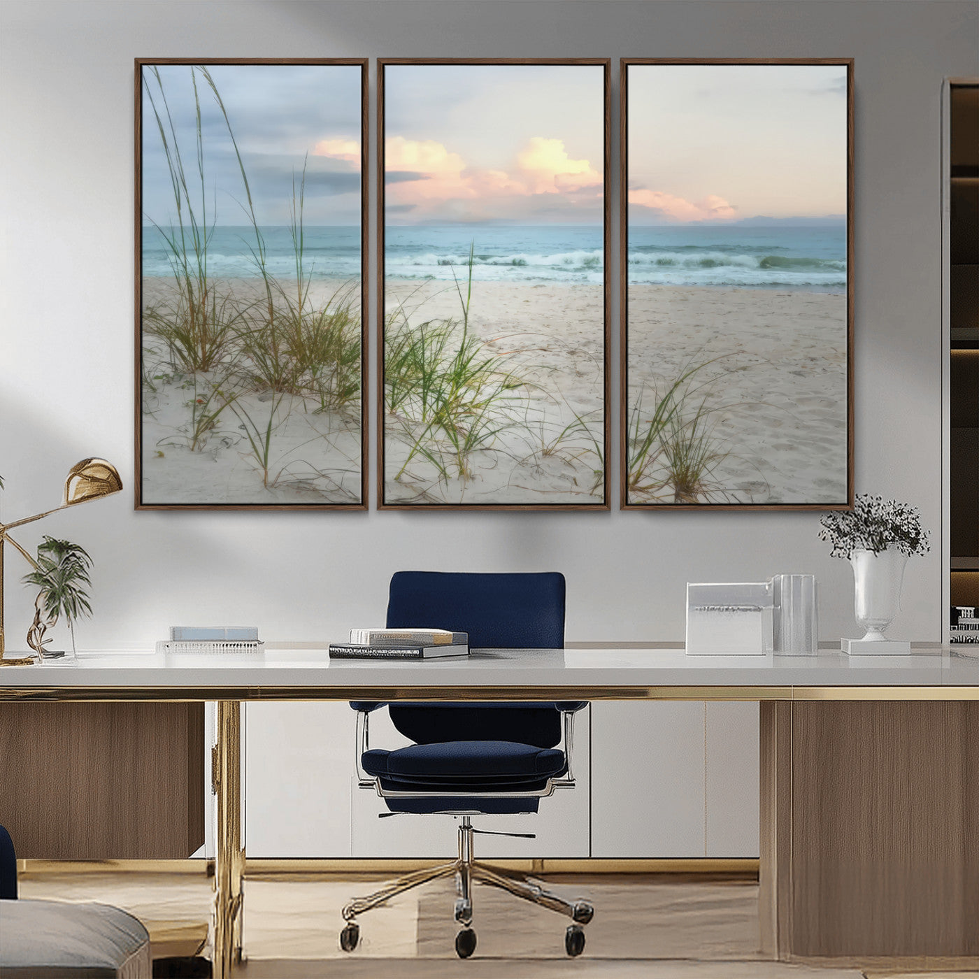 MGV-FC-48X32-3P - Flight Over Coastal Beach Landscape, Flight Over Coastal Beach Print Canvas Wall Art