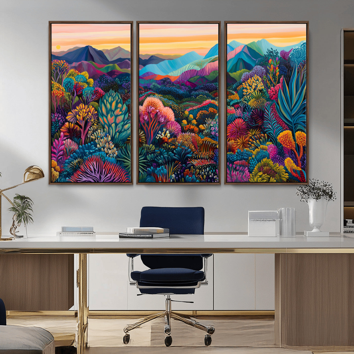 MGV-FC-48X32-3P - Colorful Abstract Landscape Wall Art Print Canvas - Vibrant Modern Decor for Living Room, Office, or