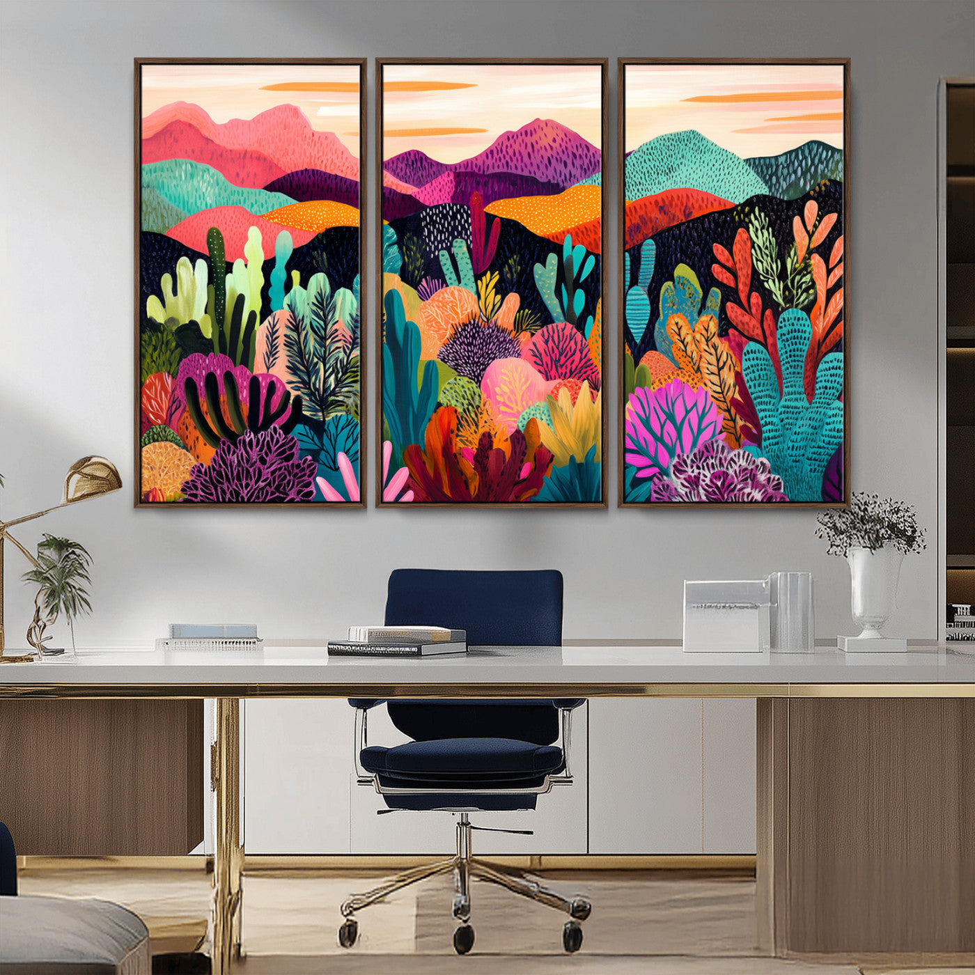 MGV-FC-48X32-3P - Abstract Kusama Print - Landscape Canvas Wall Art Print - Vibrant Modern Decor for Living Room,