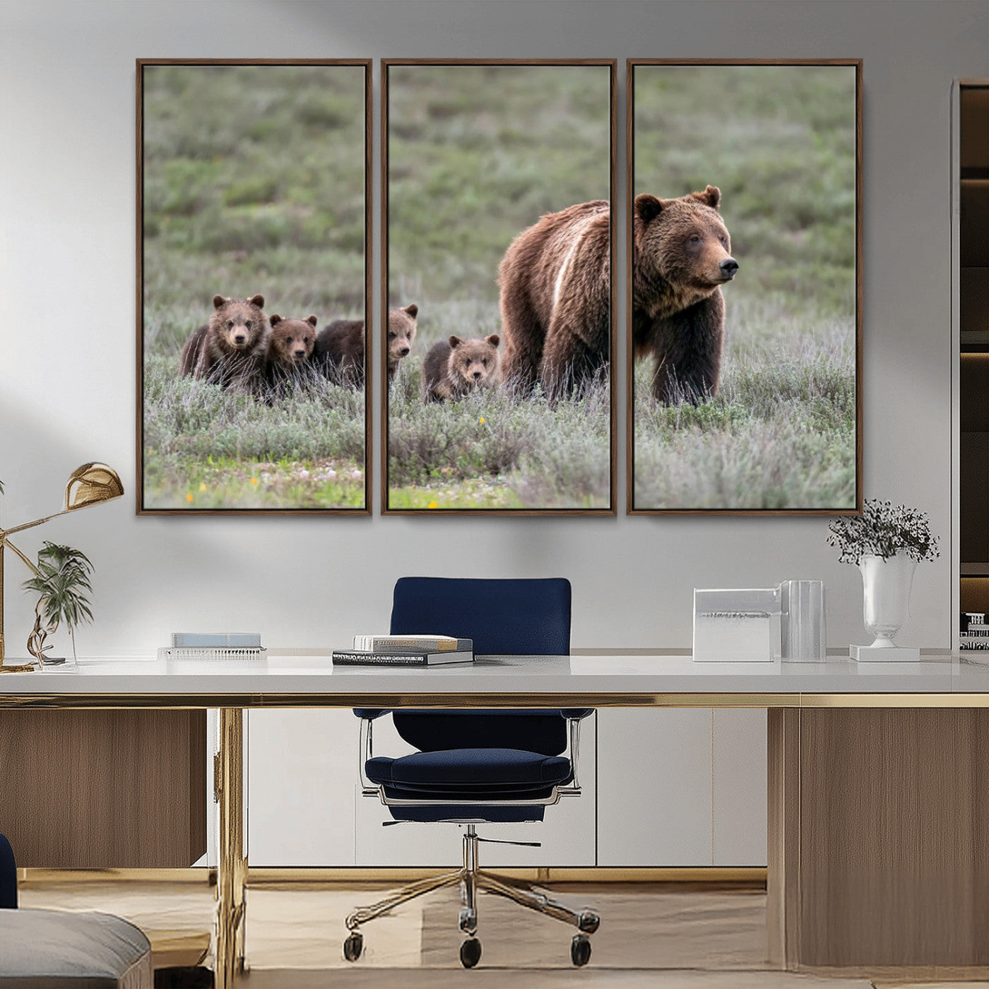 MGV-FC-48X32-3P - Wildlife Photography of 399 Grizzly Bear Cubs | Queen of the Tetons Canvas Wall Art Print