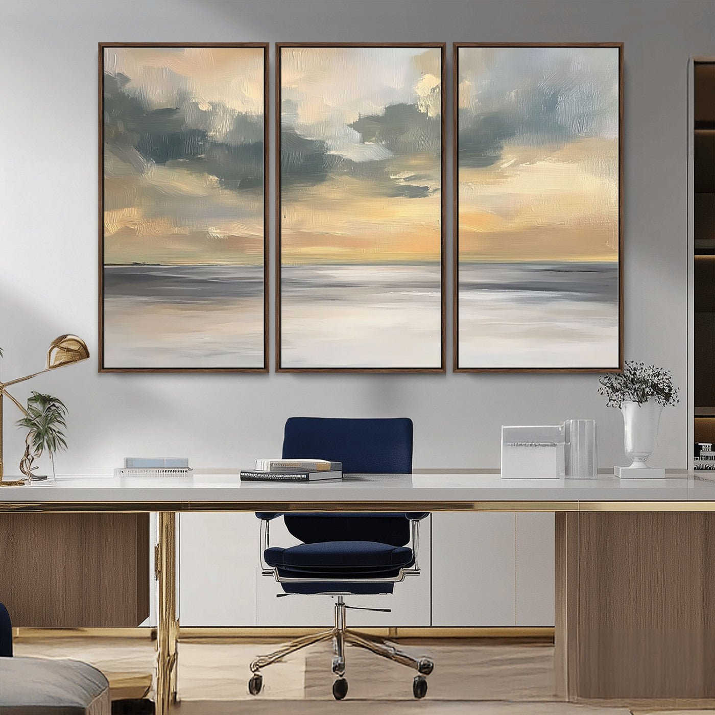 MGV-FC-48X32-3P - Modern Coastal Artwork with Vibrant Abstract Ocean Waves Wall Art Canvas Print for Contemporary