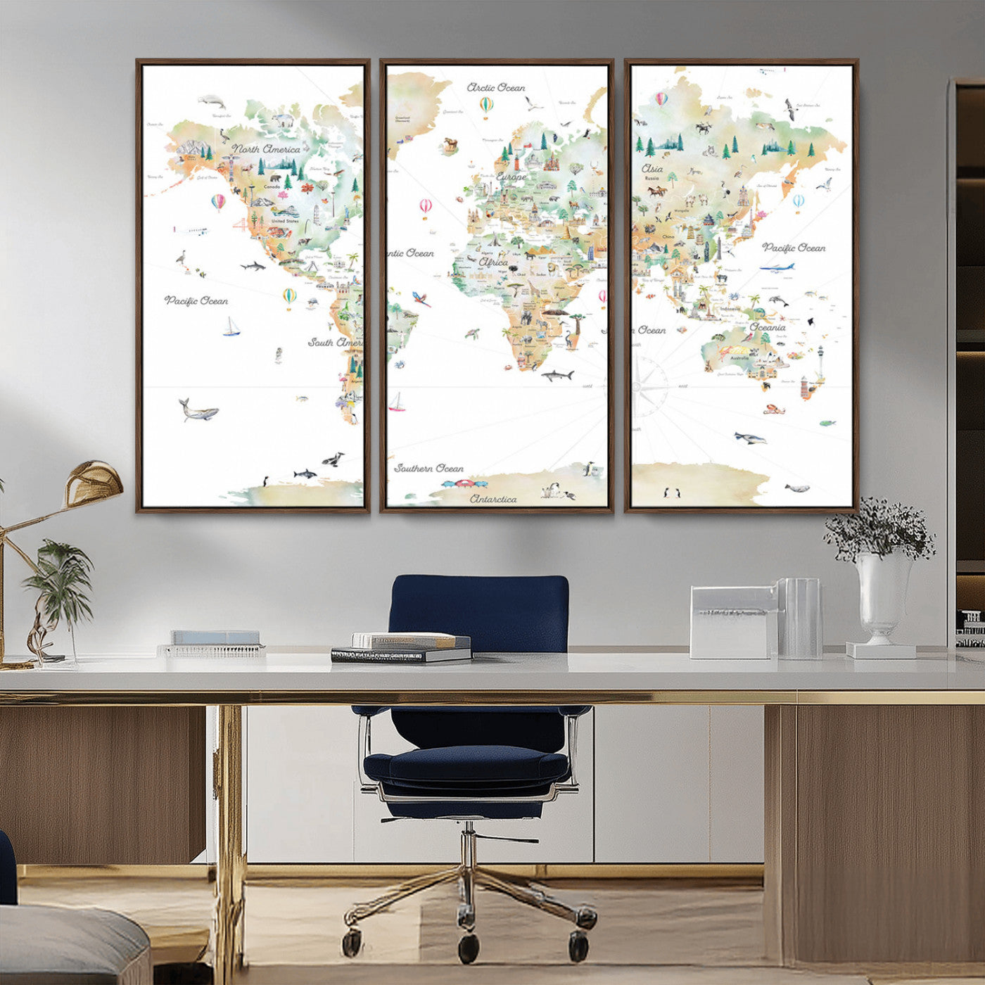 MGV-FC-48X32-3P - Push Pin World Map Canvas Print – Framed Wall Art for Couples to Track Their Travels – Anniversary