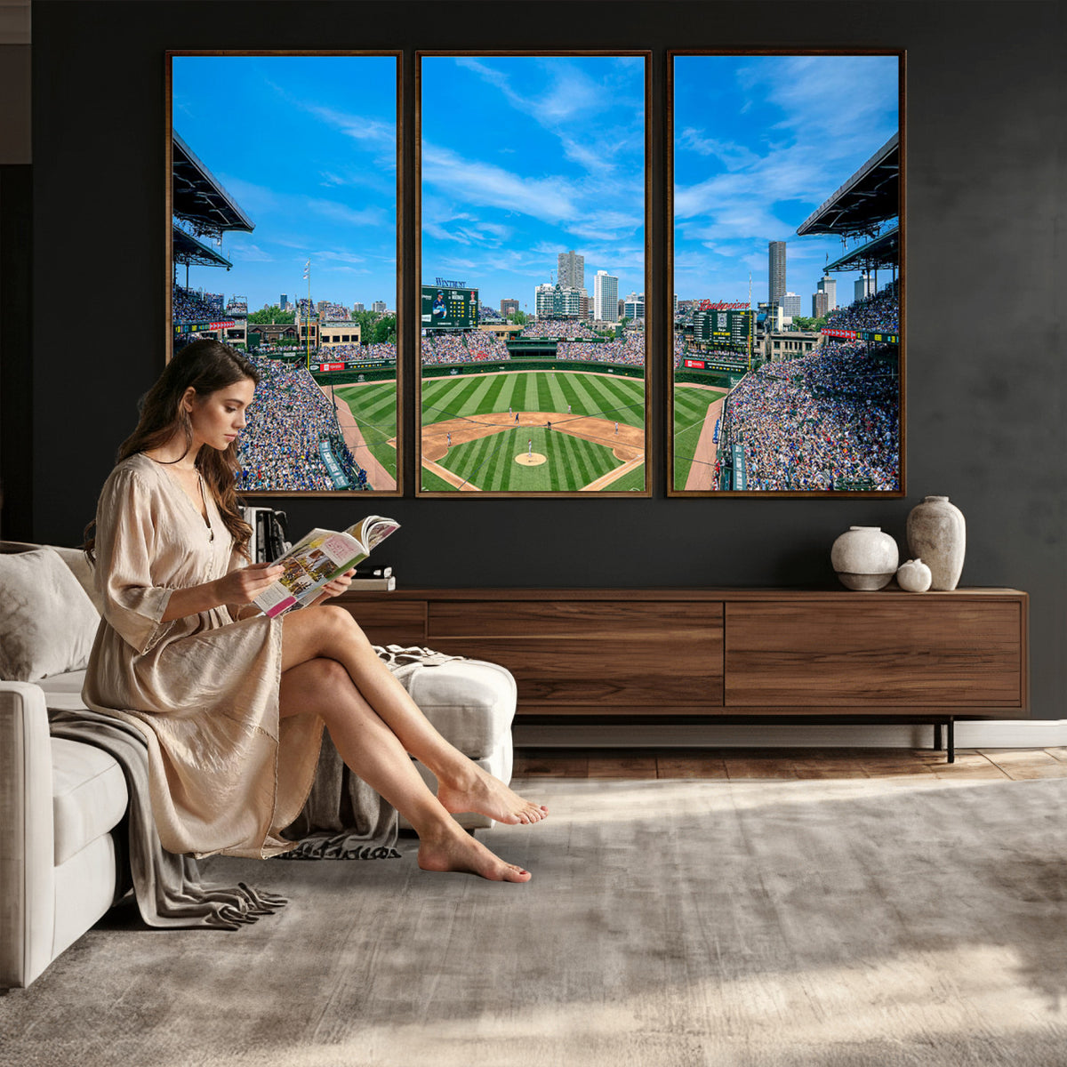 32373-MGV-CV-36X24 - Wrigley Field Chicago Cubs Panoramic Art Multi-Piece Canvas
