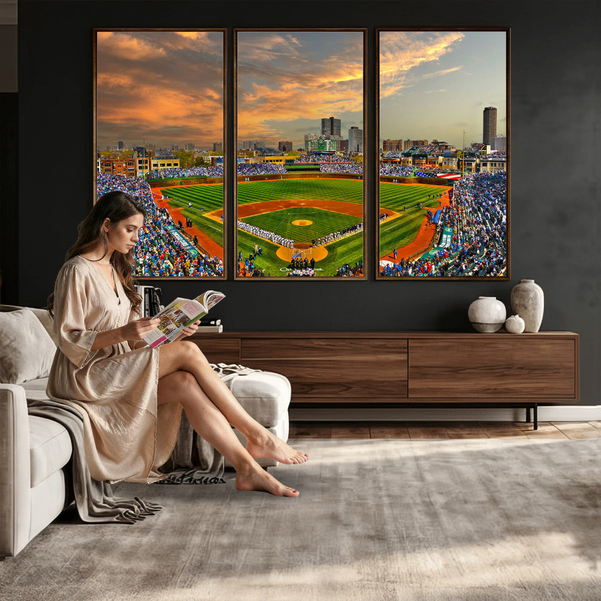 45635-MGV-CV-36X24 - Chicago Wrigley Field Wall Art Canvas Print