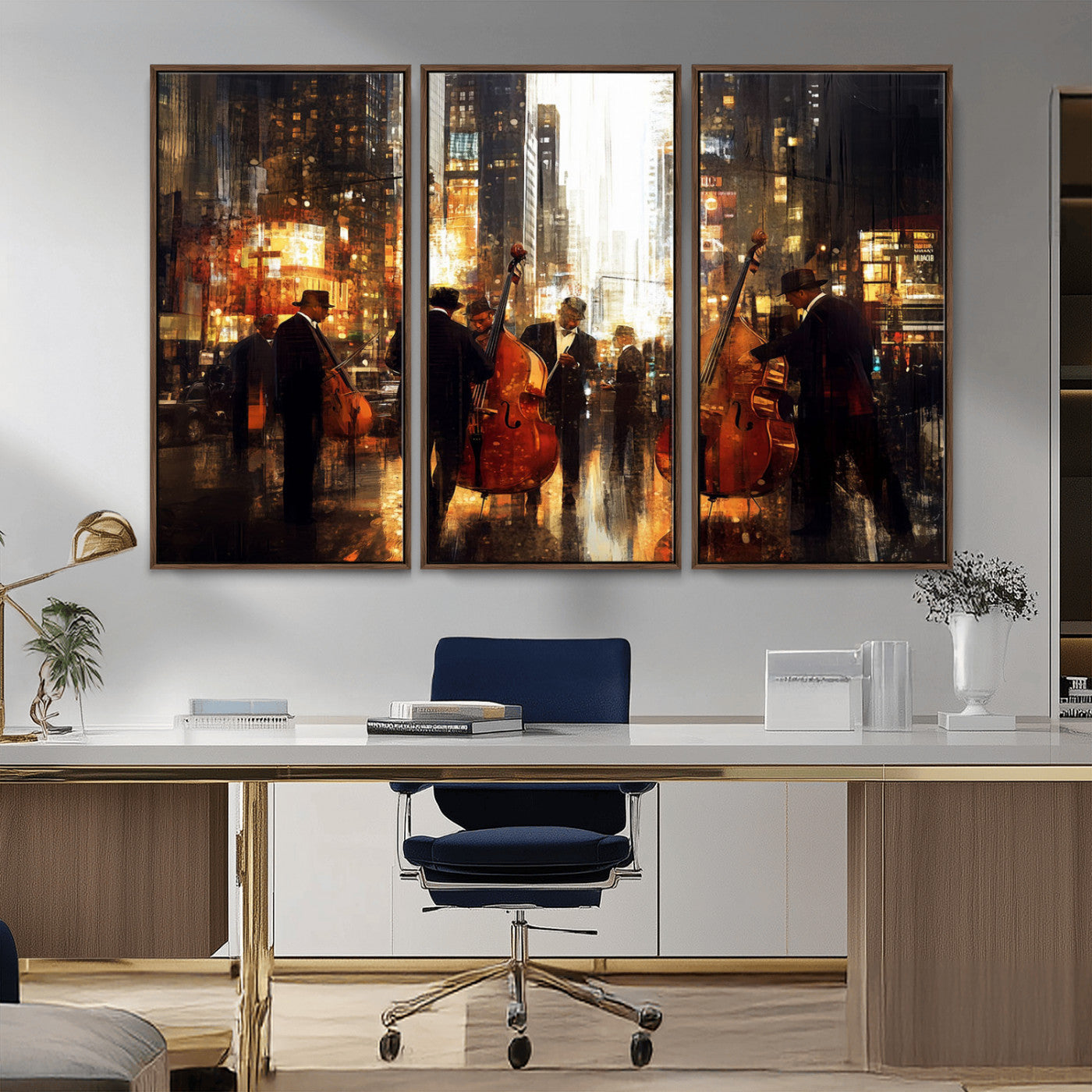 MGV-FC-48X32-3P - Abstract Jazz Art Wall Art Canvas Print - Framed Abstract Music Canvas - Colorful Instrument Poster