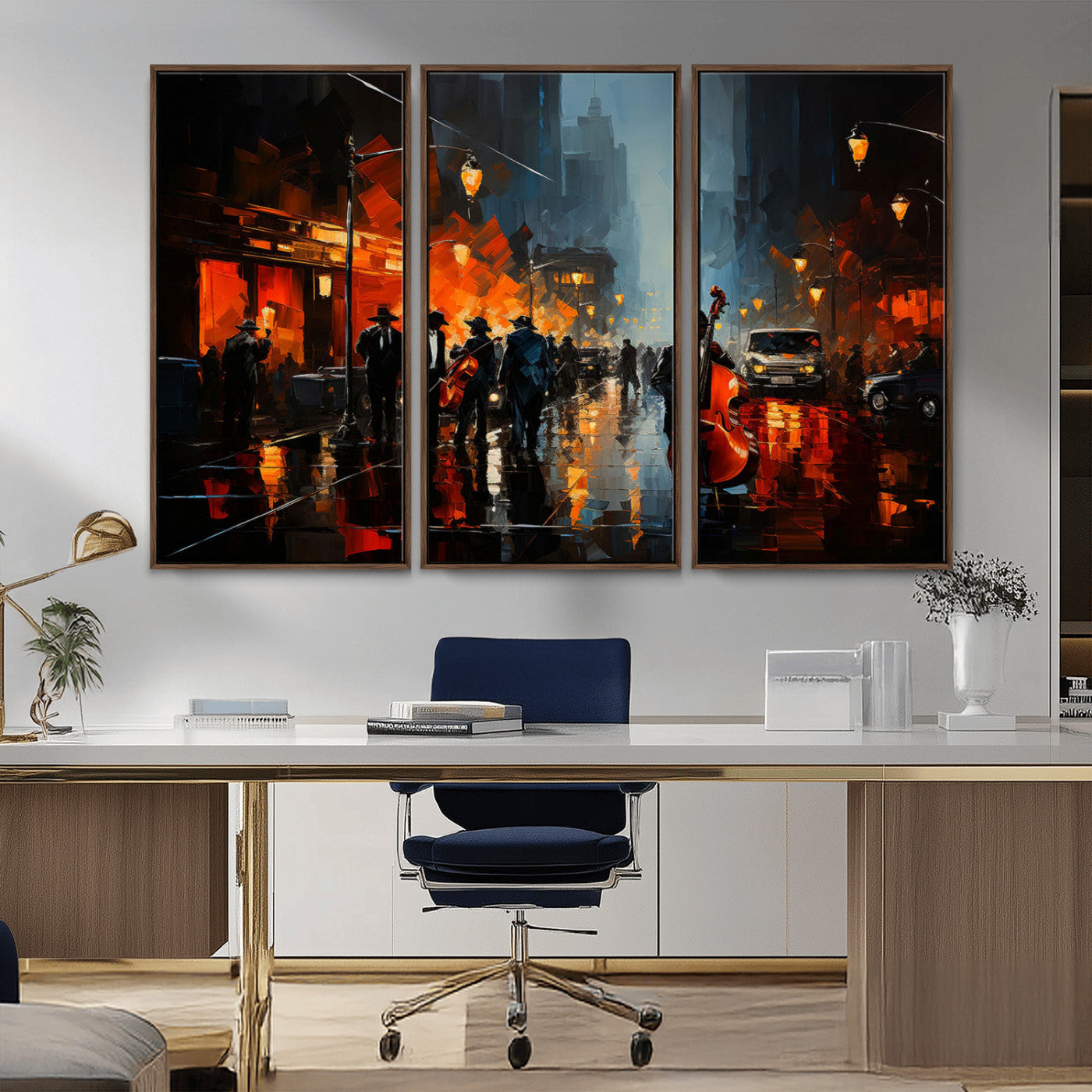 MGV-FC-48X32-3P - Winston Porter Jazz Wall Art - African American Music Canvas - Abstract Colorful Music Art - Framed