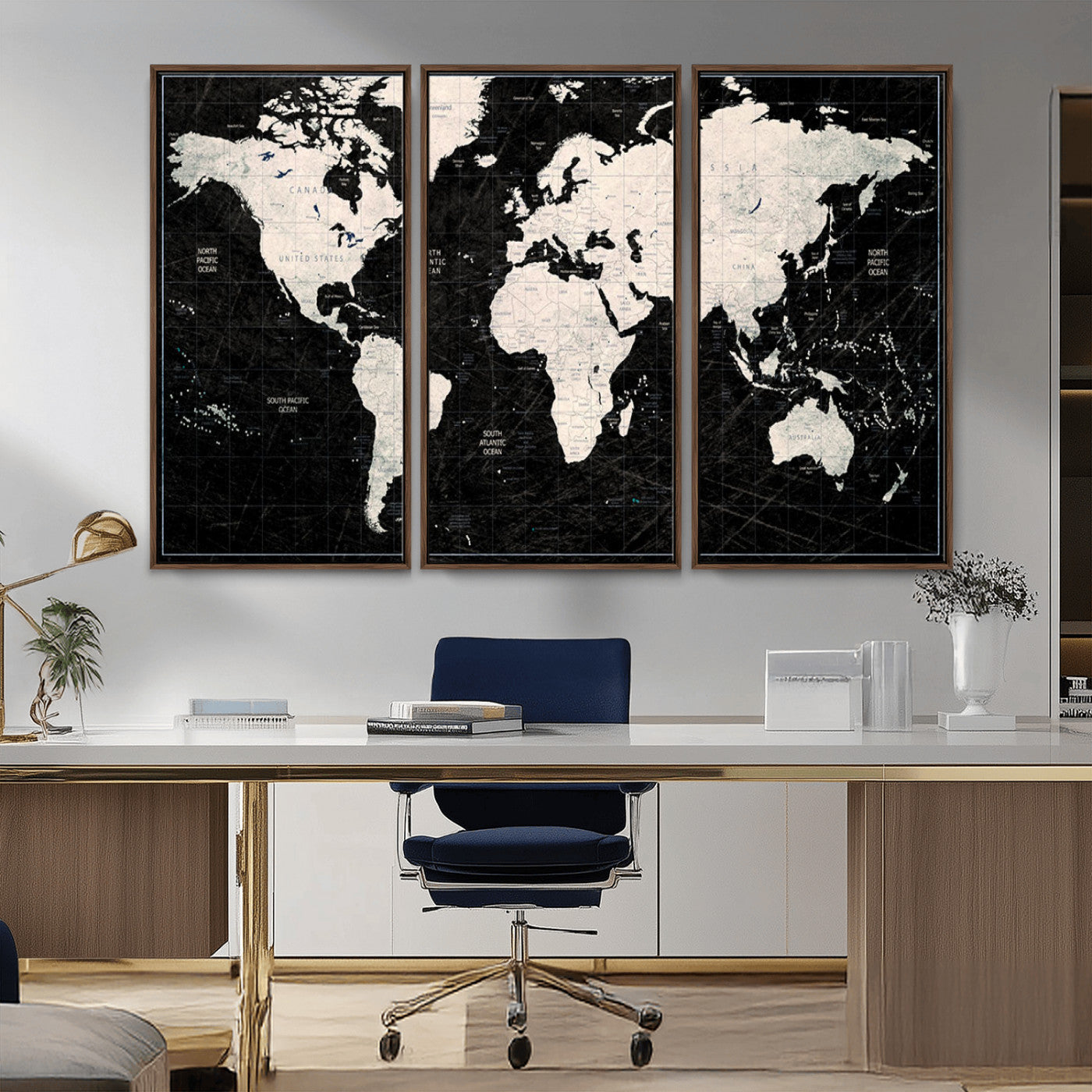 MGV-FC-48X32-3P - Push Pin World Map Canvas Print – Framed Wall Art for Couples to Track Their Travels – Anniversary