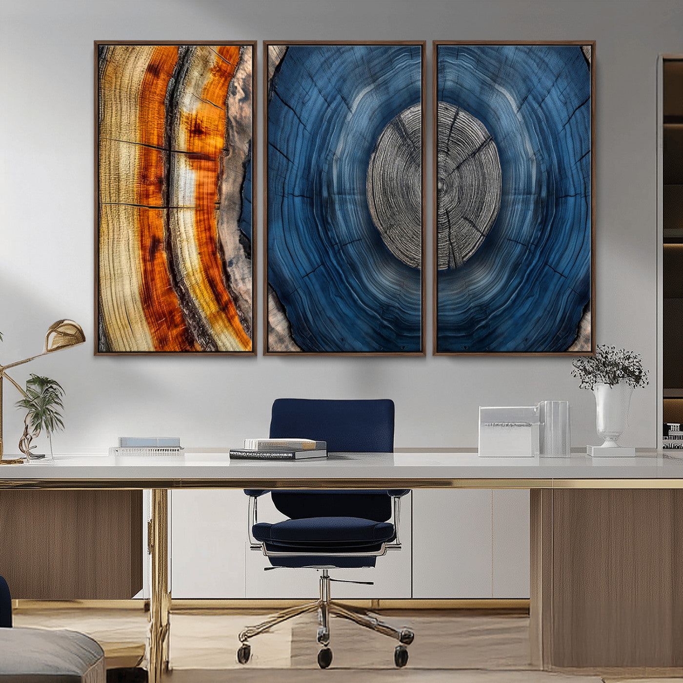 84489410-MGV-CV-36X24-Abstract Framed Tree Rings Wall Decor, Wood Grain Rings Artwork Print, Nature Woodland Modern Wall Decor for Barn Wall, Farmhouse Decor