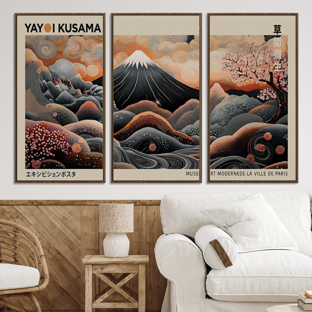 Yayoi Kusama Wall Art Canvas, Large Abstract Print, Framed Kusama Polka Dot Art Print, Yayoi Kusama Wall Decor