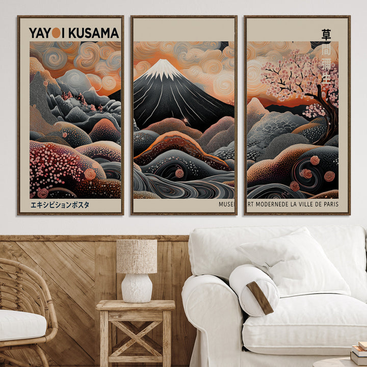Yayoi Kusama Wall Art Canvas, Large Abstract Print, Framed Kusama Polka Dot Art Print, Yayoi Kusama Wall Decor