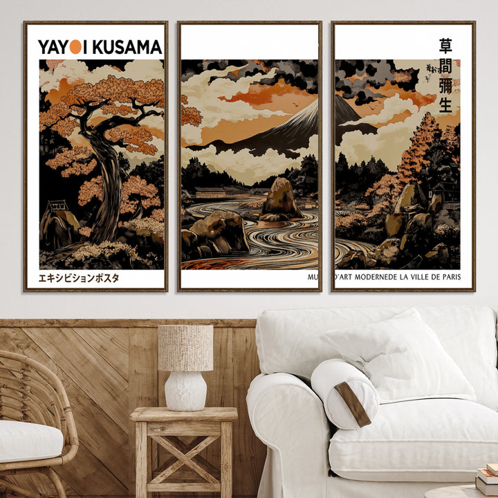 Modern Japanese Wall Art Print Yayoi Kusama Canvas Wall Art Abstract Mount Fuji Canvas Print Japanese Landscape Art Printing