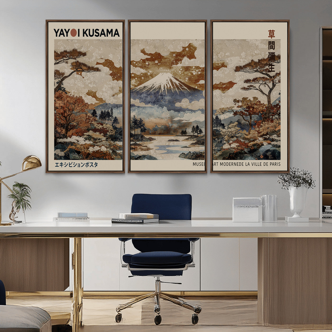 MGV-FC-48X32-3P - Yayoi Wall Art: Transform Your Space, Modern Japanese Wall Art Print Yayoi Kusama Canvas Wall Art
