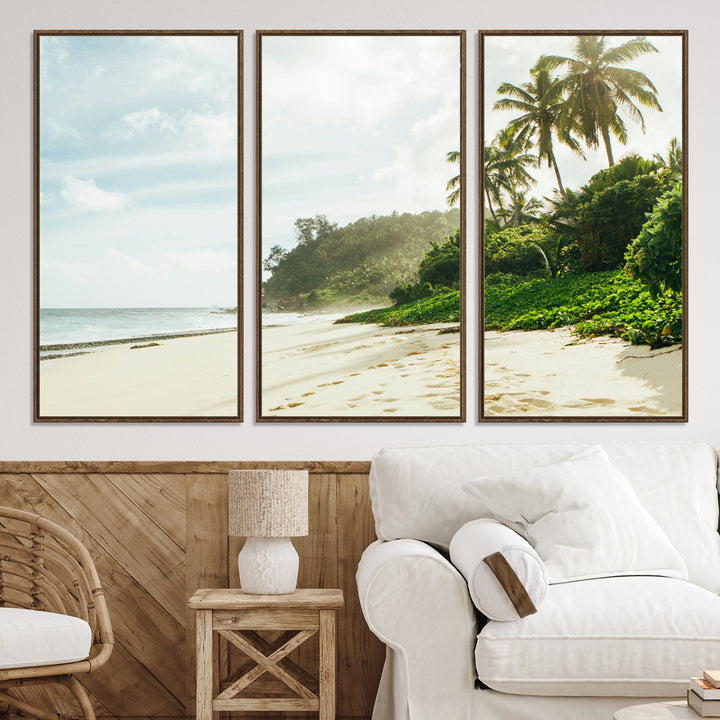 Relaxing Beach Wall Art Canvas Print, Framed Ocean View Art Picture Print, Coastal Serenity Perfect Tropical Coastal Decor Artwork