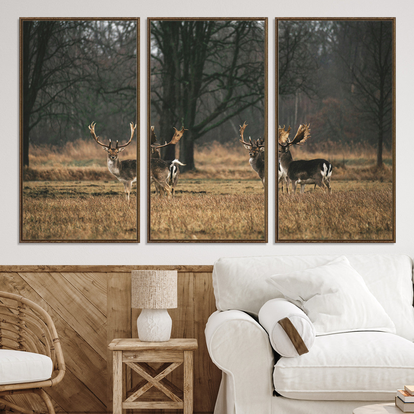 55348744-MGV-CV-36X24-Deer Photography Wall Art Canvas Print, Framed Rustic Wildlife Art Picture, Rustic Deer Wall Art Print
