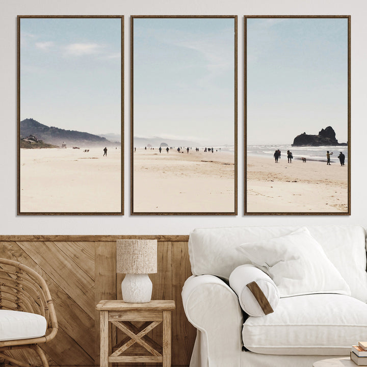 Minimalist Beach Wall Art Canvas Print, Framed Coastal Serenity Art Picture Print, Soft Sand Perfect Coastal Decor Artwork