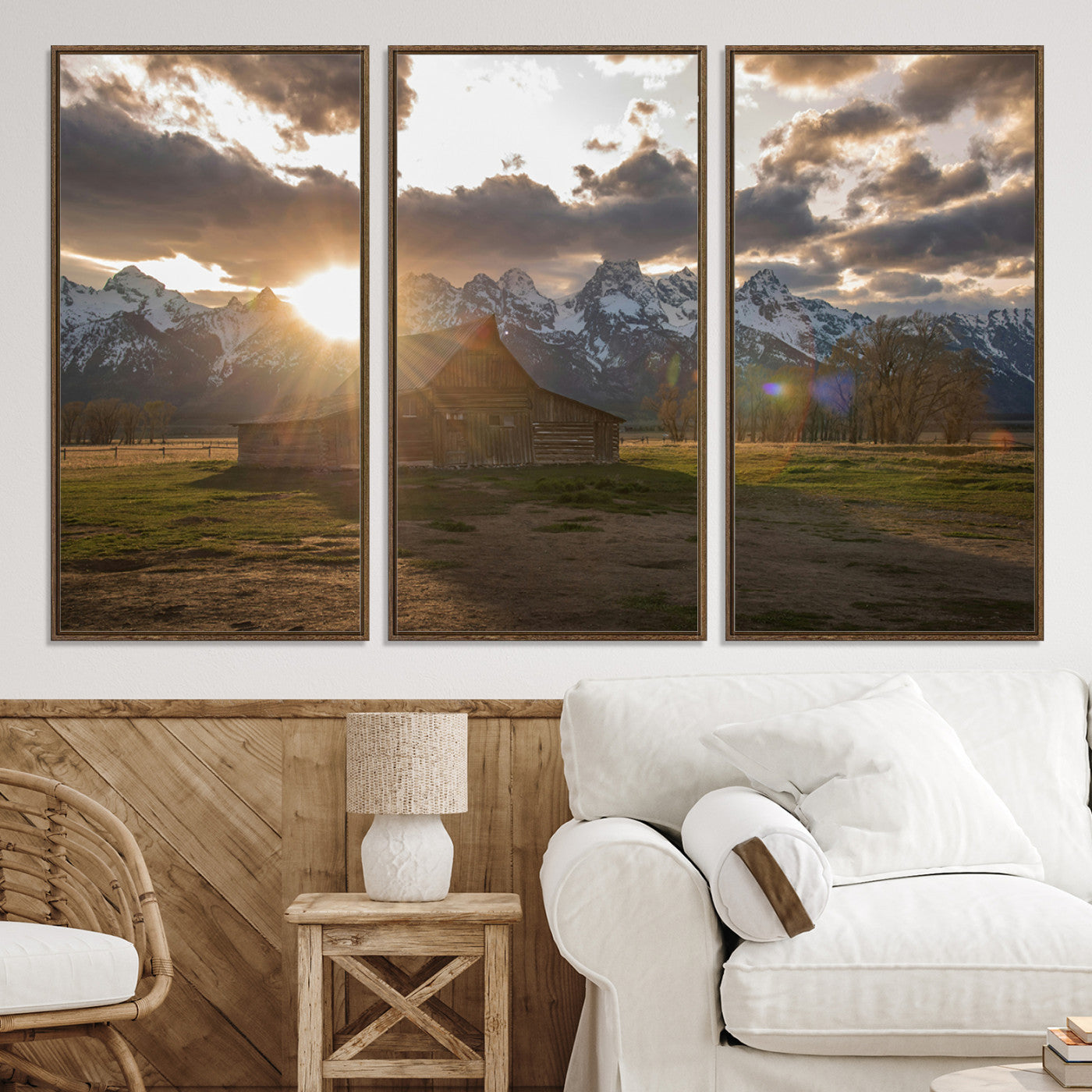 52555760-MGV-CV-36X24-Snowy Peaks Wall Art Canvas Print, Framed Nature Escape Art Picture Print, Rustic Charm Perfect Rustic Western Decor Artwork