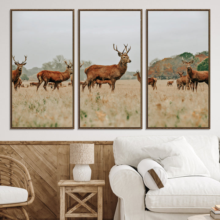 Rustic Deer Print Wall Art Canvas Print