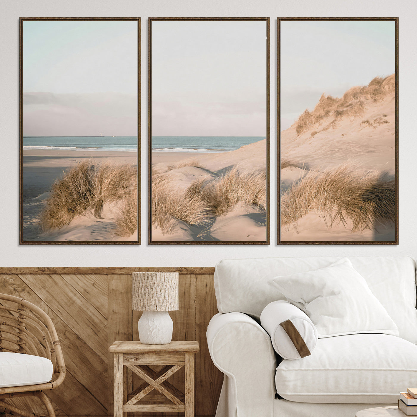 11554211-MGV-CV-36X24-Beach Landscape Wall Art Canvas Print: Minimalist Seascape Decor
