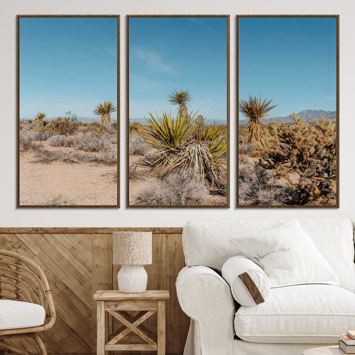 Joshua Tree Wall Art Canvas Print, Desert Landscape Print, Framed Warm Earth Tones Art Print, Large California Southwest Printing
