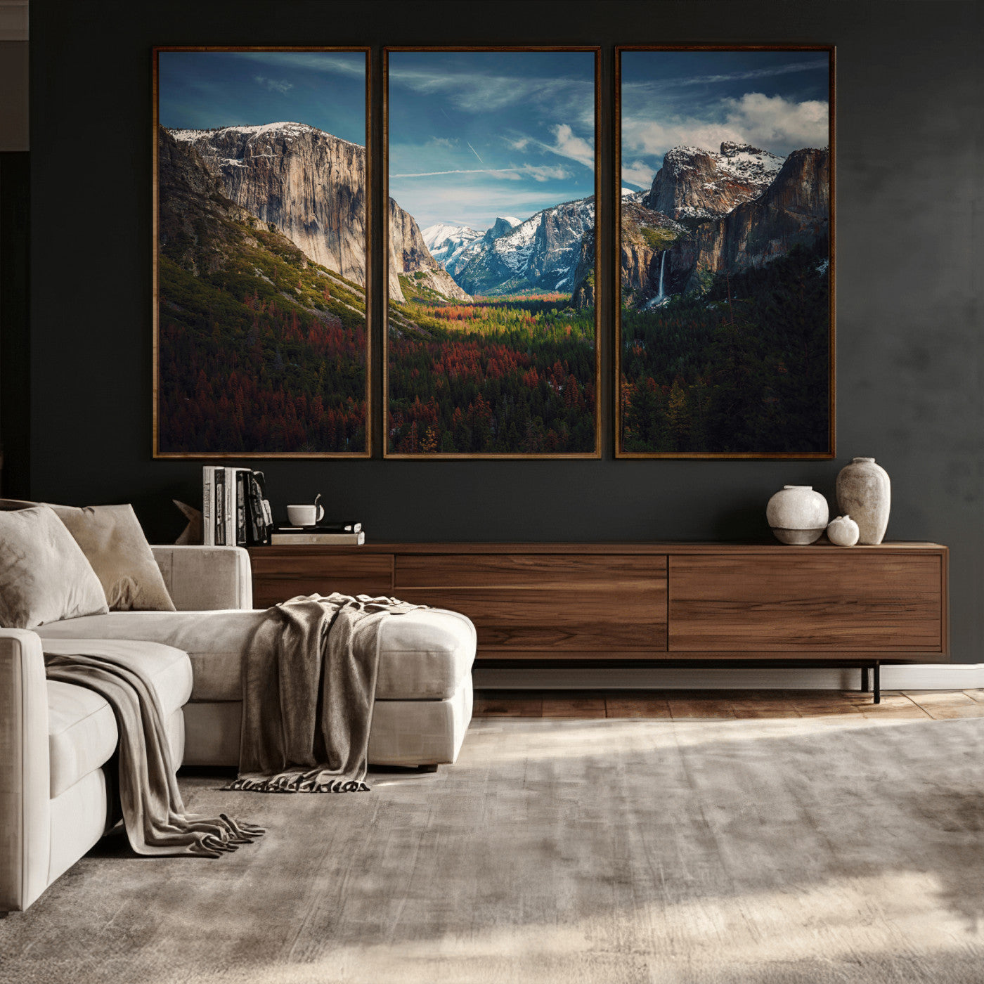 15244033-MGV-CV-36X24 - Yosemite National Park Wall Art – Framed Mountain Landscape El Capitan Canvas Print Scenic Decor for Home, Office Decor