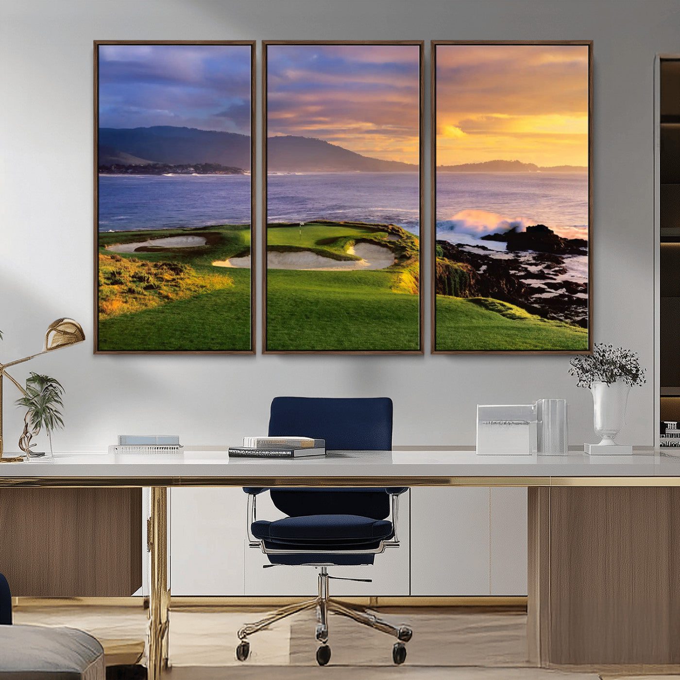 73699248-MGV-CV-36X24-Pebble Beach Golf Links Wall Art Canvas Print – Iconic Coastal Golf Course Artwork, Perfect for Office, Man Cave, or Golf Lover’s Decor