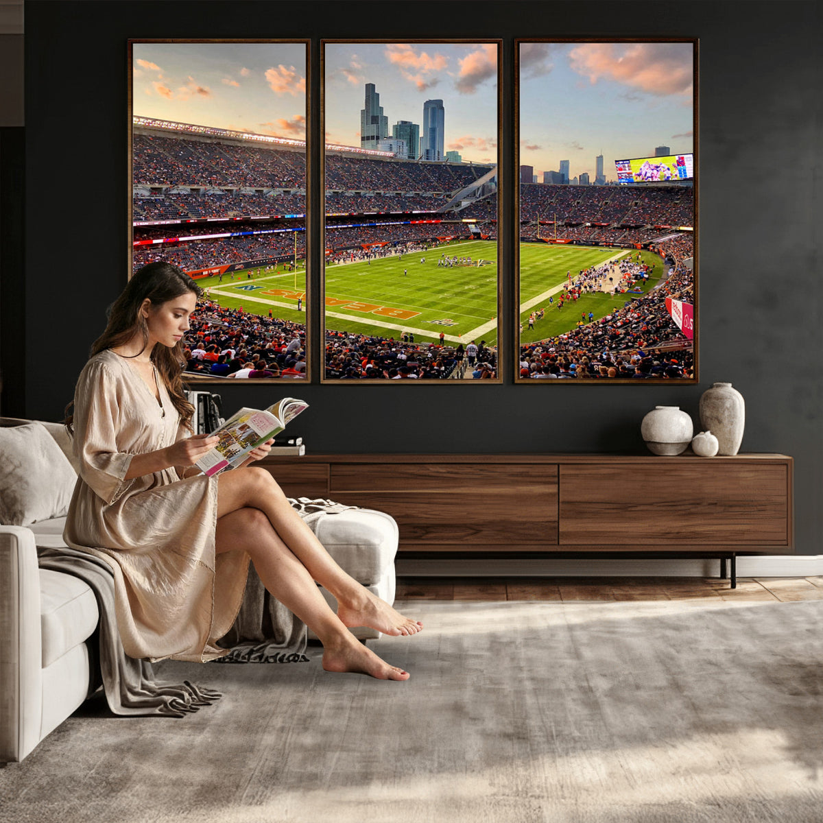 55377093-PAN-FL-20X10 - Chicago Bears Soldiers Field Wall Art Canvas Print, Man Cave Wall Decor