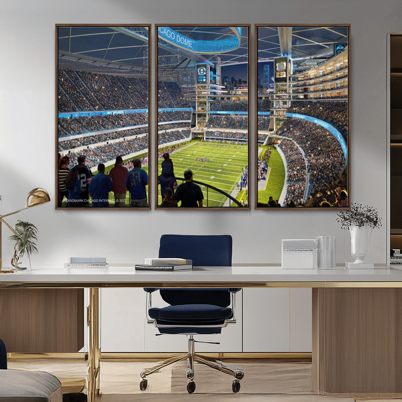 MGV-FC-48X32-3P - Chicago Bears Soldiers Field Wall Art Canvas Print – Framed Football Stadium Artwork for Sports