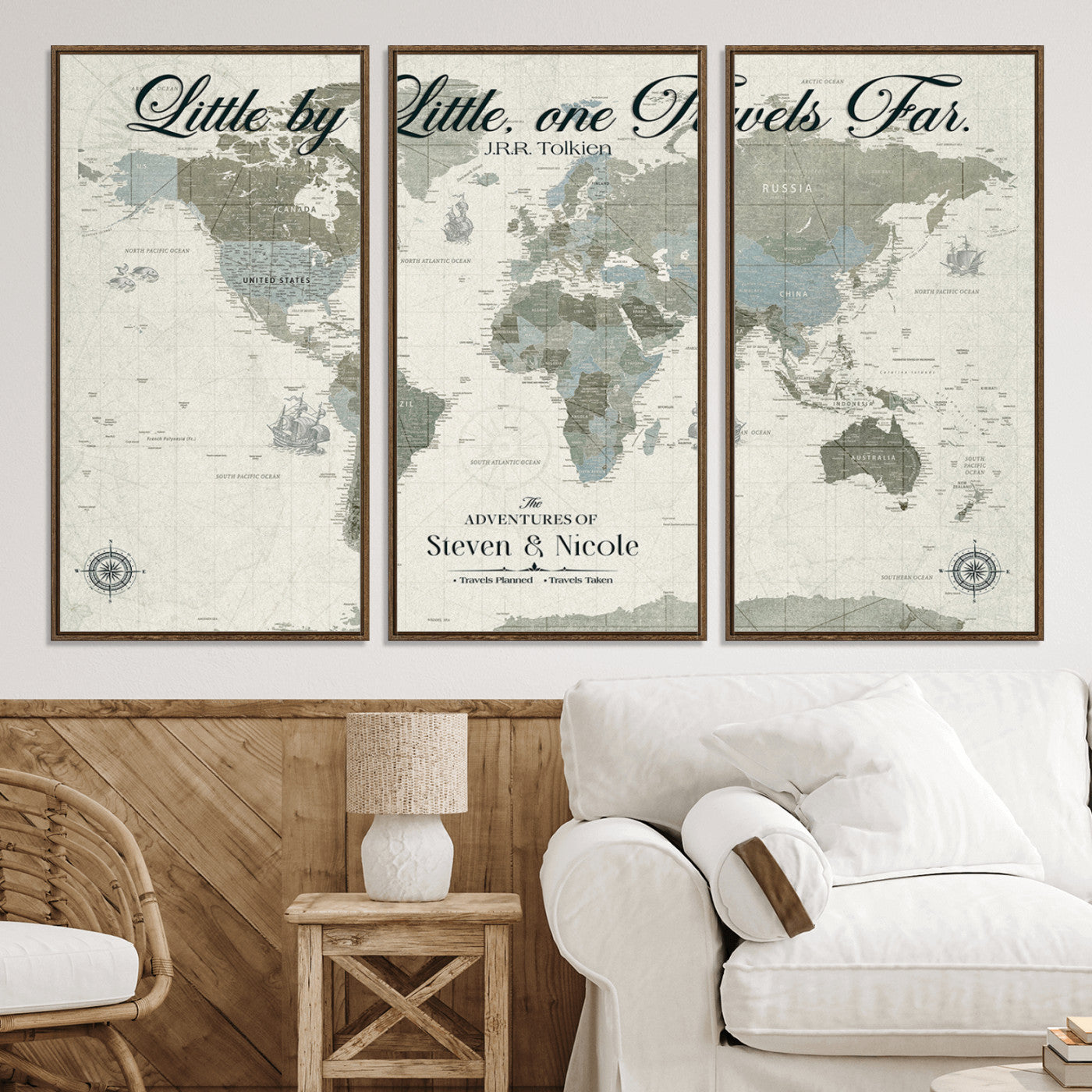 72081300-MGV-CV-36X24-Custom Push Pin World Map Wall Canvas Print – Personalized Travel Tracker with Pins – Framed Large Multi-Size Canvas for Home Office Decor