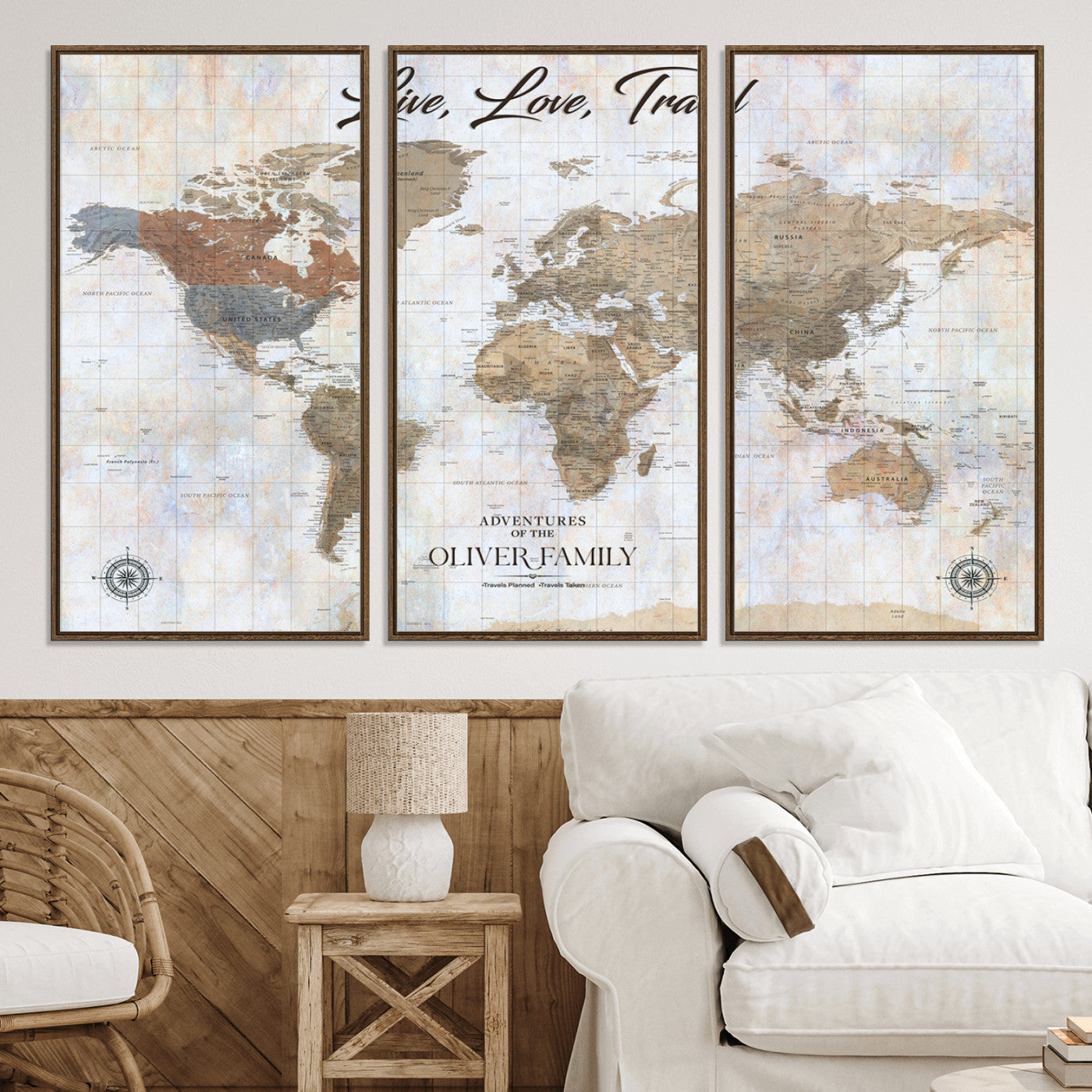 76256172-MGV-CV-36X24-Custom Push Pin World Map Wall Canvas Print – Personalized Travel Tracker with Pins – Framed Large Multi-Size Canvas for Home Office Decor