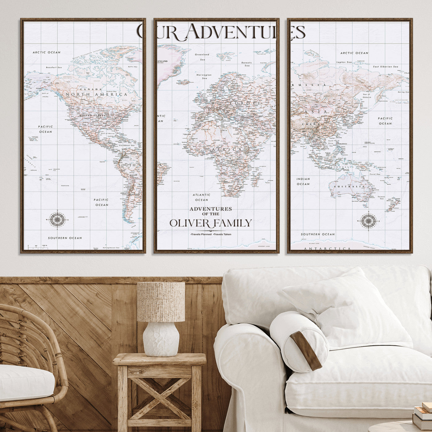 40041157-MGV-CV-36X24-Custom Push Pin World Map Wall Canvas Print – Personalized Travel Tracker with Pins – Framed Large Multi-Size Canvas for Home Office Decor