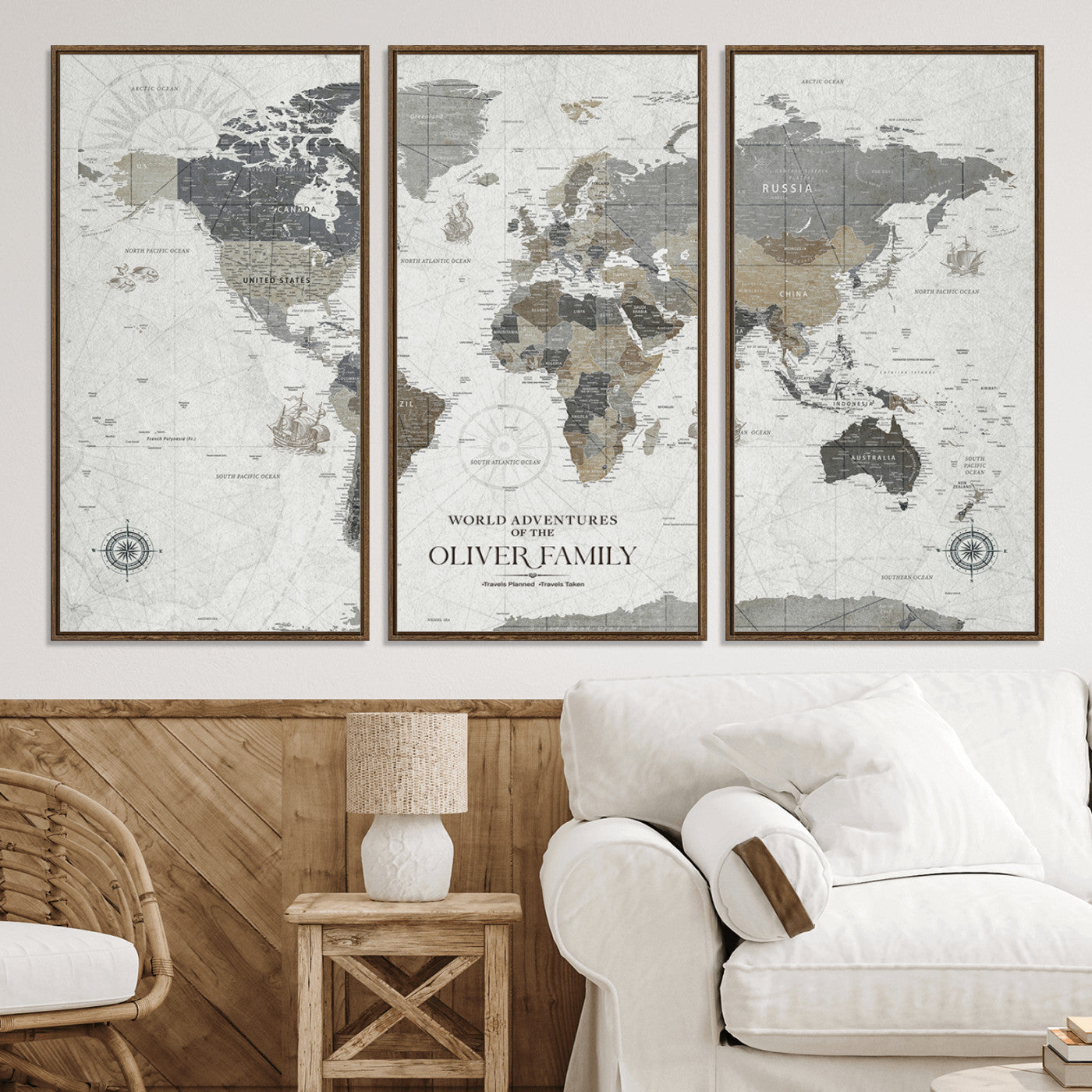 24596128-MGV-CV-36X24-Custom Push Pin World Map Wall Canvas Print – Personalized Travel Tracker with Pins – Framed Large Multi-Size Canvas for Home Office Decor
