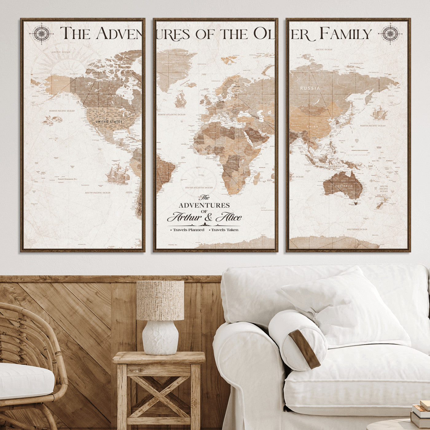 58395047-MGV-CV-36X24-Custom Push Pin World Map Wall Canvas Print – Personalized Travel Tracker with Pins – Framed Large Multi-Size Canvas for Home Office Decor
