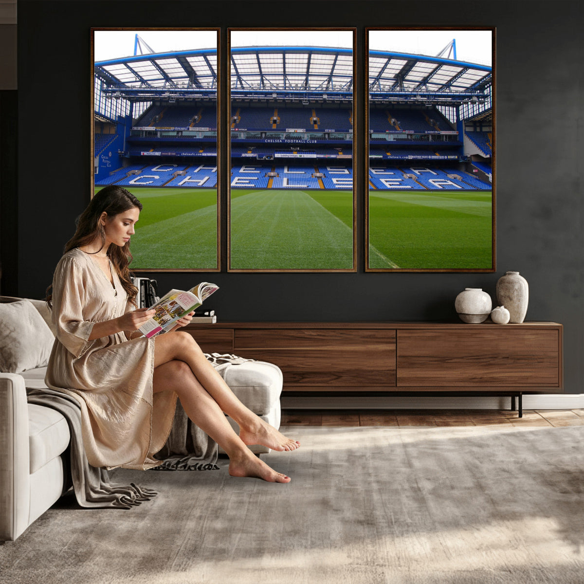 38616413CHELSA-MGV-CV-36X24 - Stamford Bridge Chelsea Football Stadium Canvas Wall Art