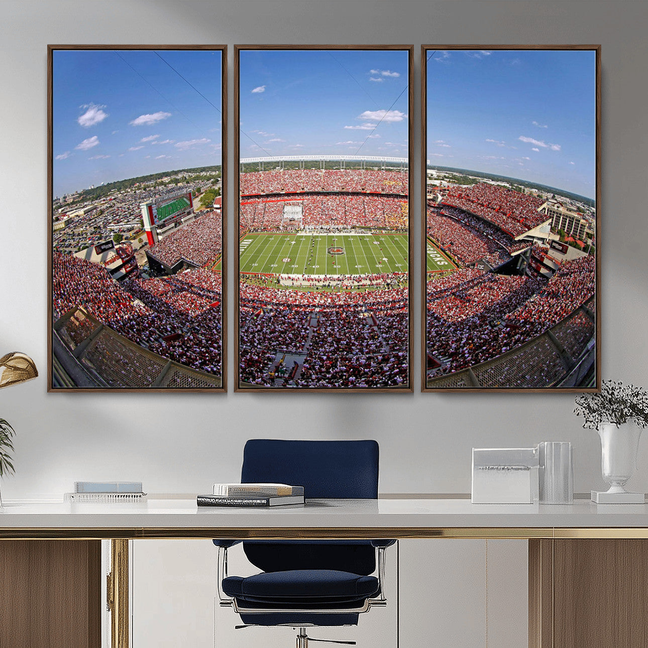 29492070-MGV-FC-48X32-3P - William Brice Stadium Wall Art Canvas Print – Stadium Crowd Sports Field Outdoor Event Football Game Artwork for Home Office