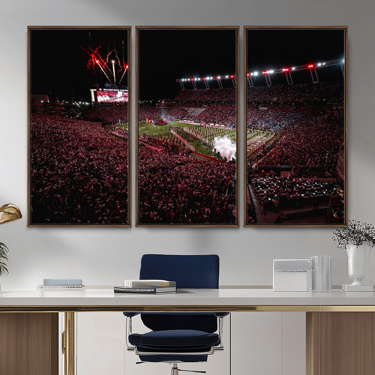 60690191-MGV-FC-48X32-3P - William Brice Stadium Wall Art Print – Baseball Game Room Artwork Print for Basement Dorm, Home, Office