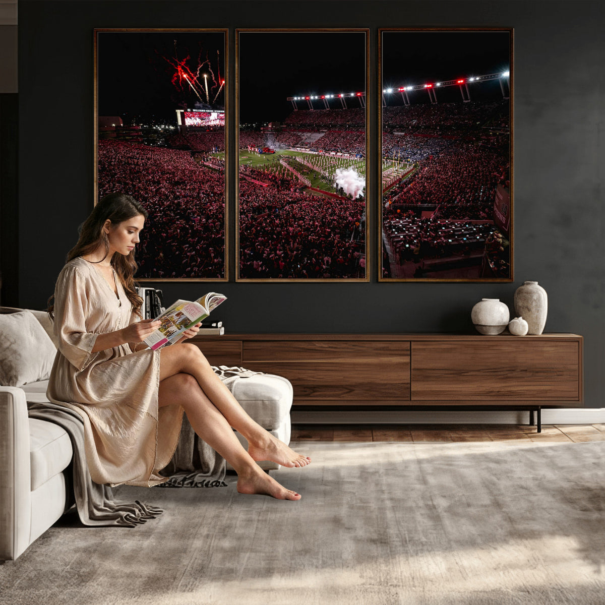60690191-MGV-CV-36X24 - William Brice Stadium Wall Art Print, Baseball Game Room