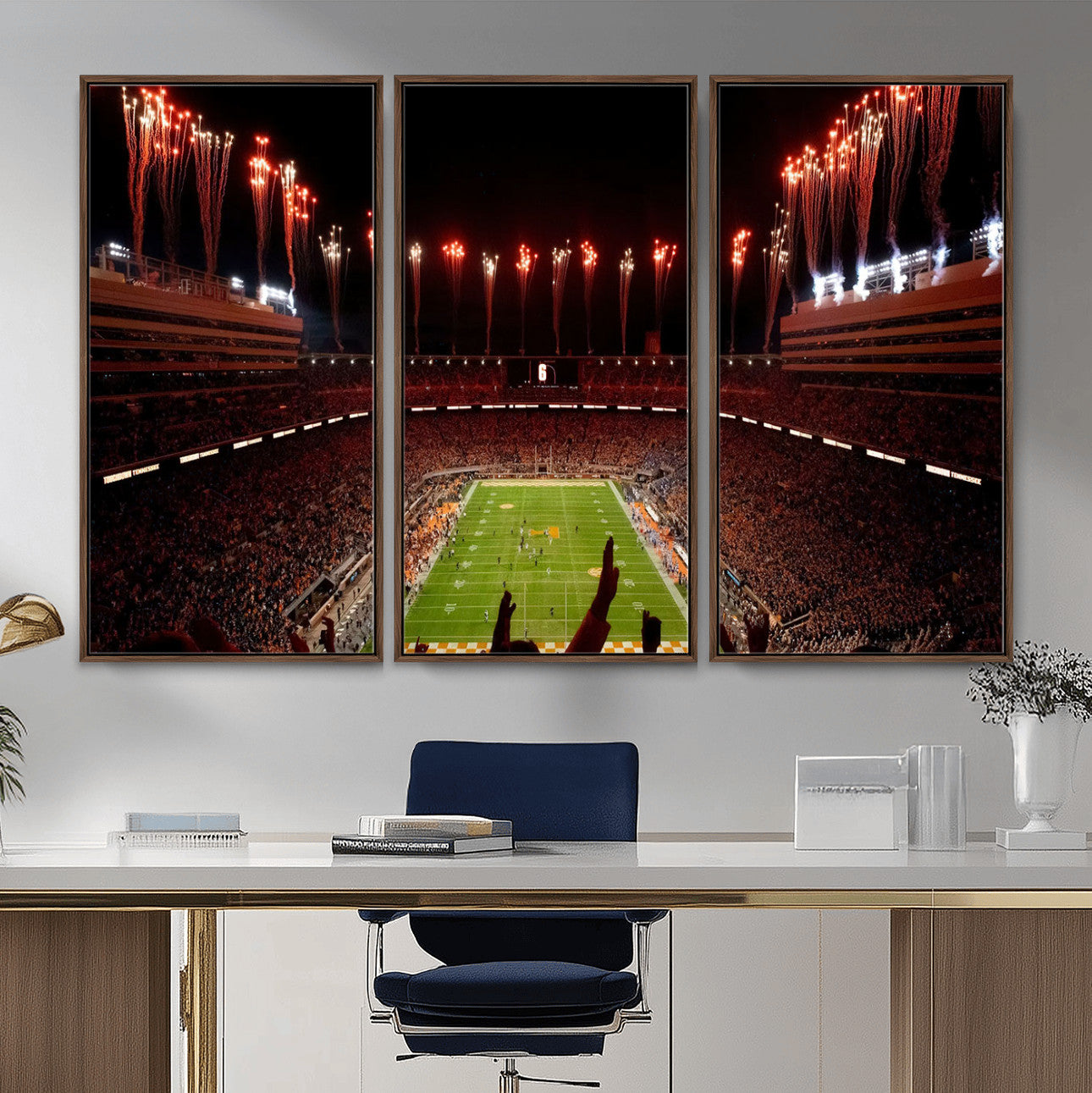 73358115-MGV-FC-48X32-3P - Tennessee Neyland Stadium Wall Art, Sports Arena Canvas Print, Panoramic Stadium Canvas Artwork for Home, Office