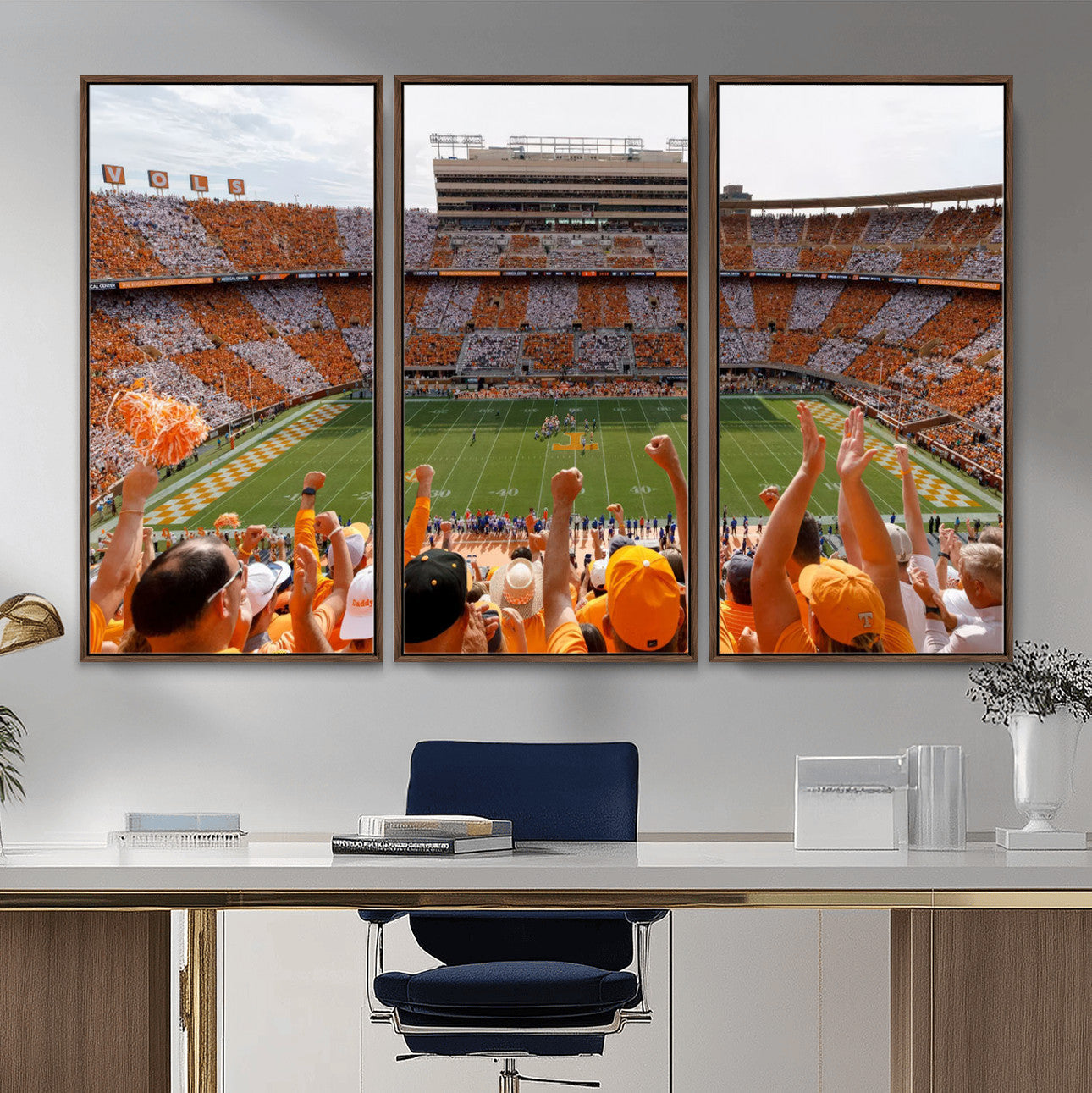 76011417-MGV-FC-48X32-3P - Tennessee Neyland Stadium Wall Art, Sports Arena Canvas Print, Panoramic Stadium Artwork for Home, Office